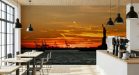 Golden glow evening sky Liberty Sunset fantastic wall mural.
