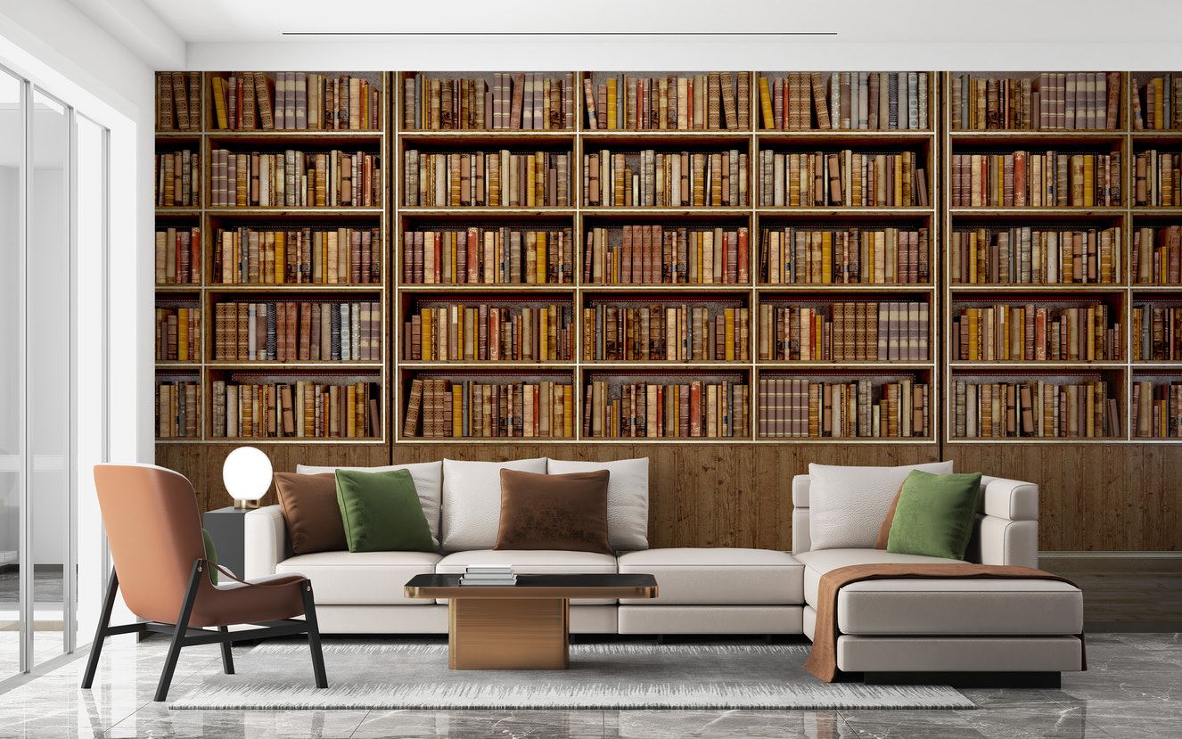 Library Bookcase wallpaper mural - Giffywalls