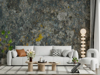 Lichen Rock Wall Mural — natural stone textures with subtle mossy and lichen accents.
