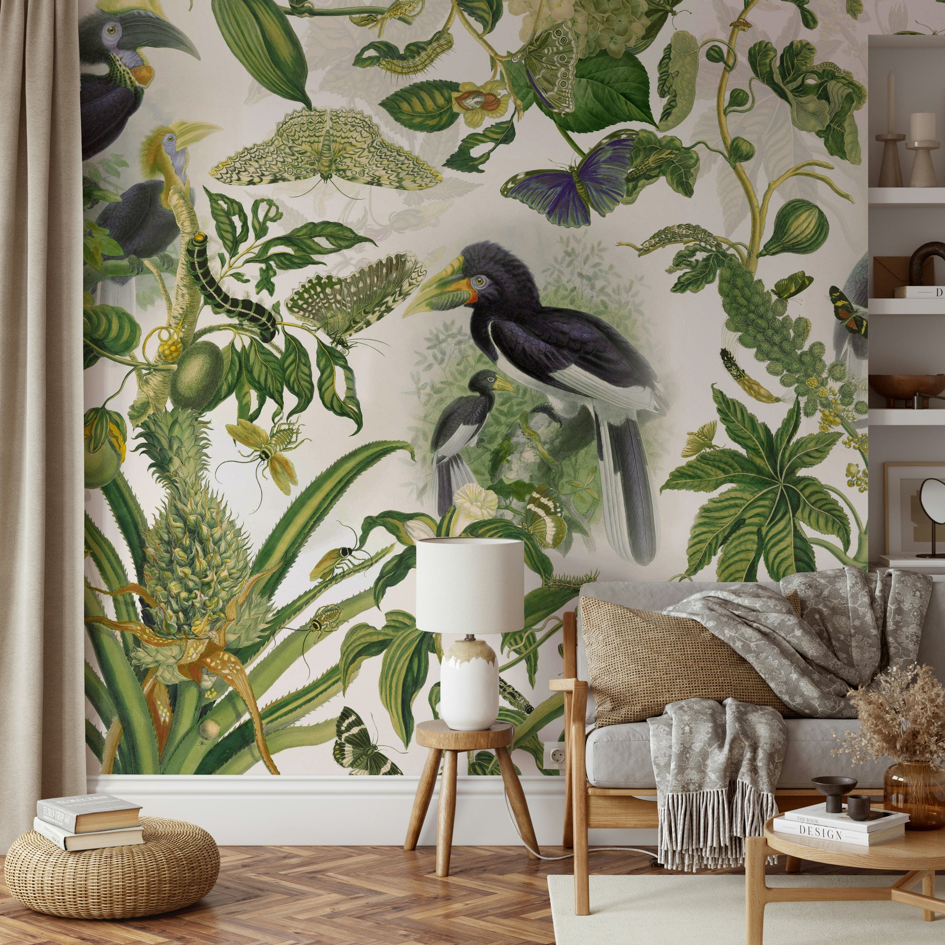 Tropical wall mural with leaves

