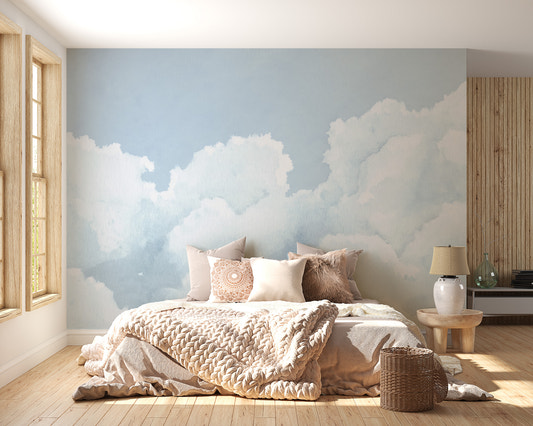 Light Blue Sky Watercolour Wallpaper - Giffywalls
