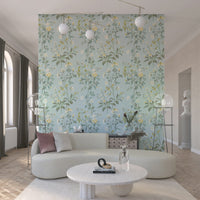 Light Botanical Dream Wall Mural – Delicate pastel greenery and floral design adding charm, calm, and sophistication to walls.