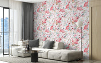 Flamingo-themed wallpaper in pastel pink

