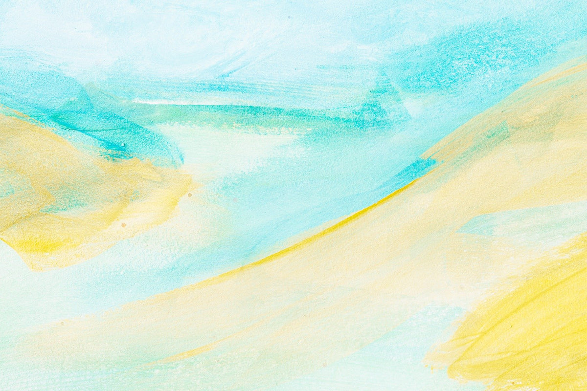 Blue Yellow Watercolor Brushstrokes Wallpaper Mural in your room — zoomed