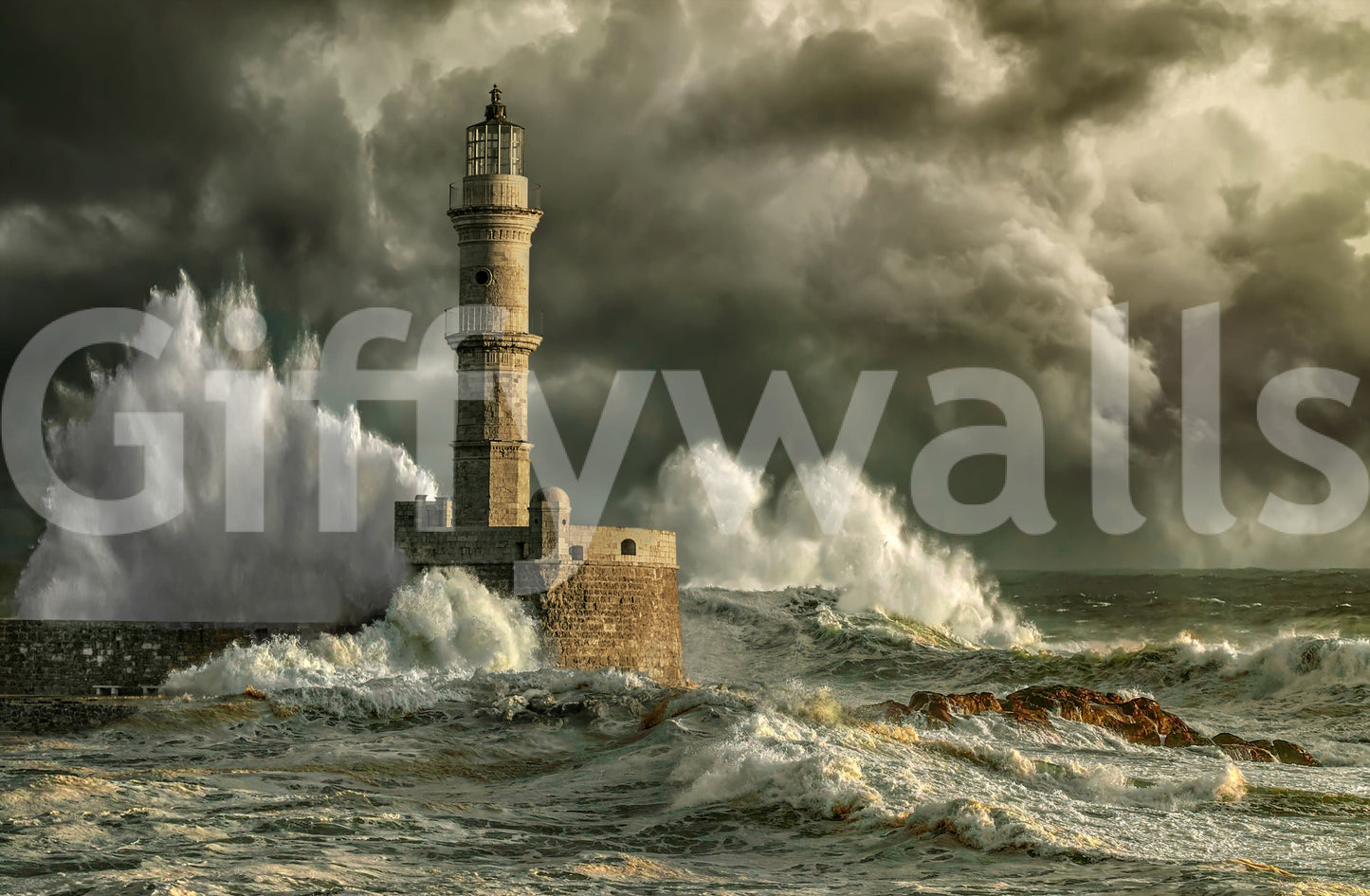 Lighthouse Storm Wall Mural -2315690