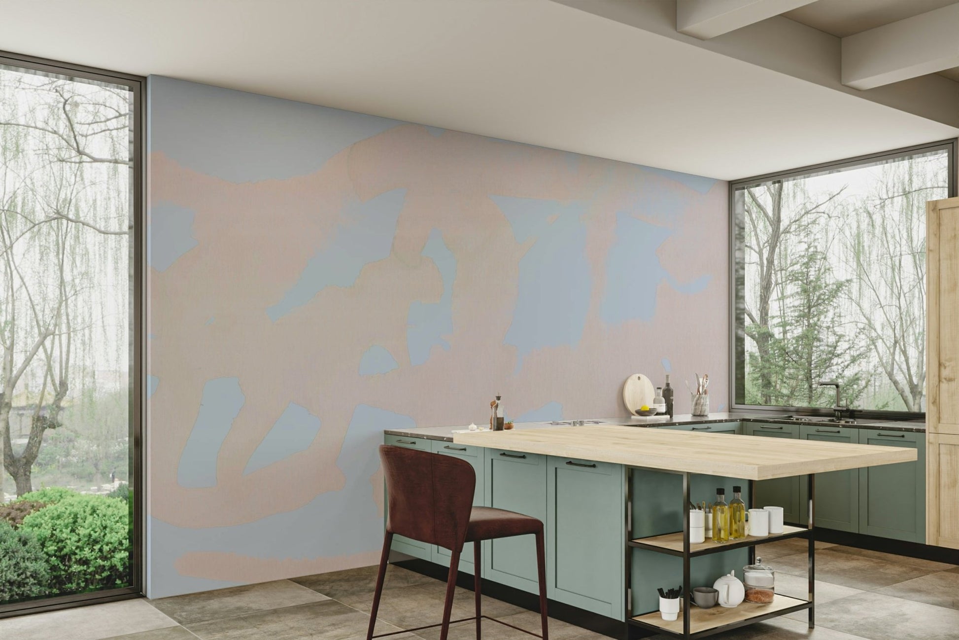 Light and airy wall mural for bedrooms

