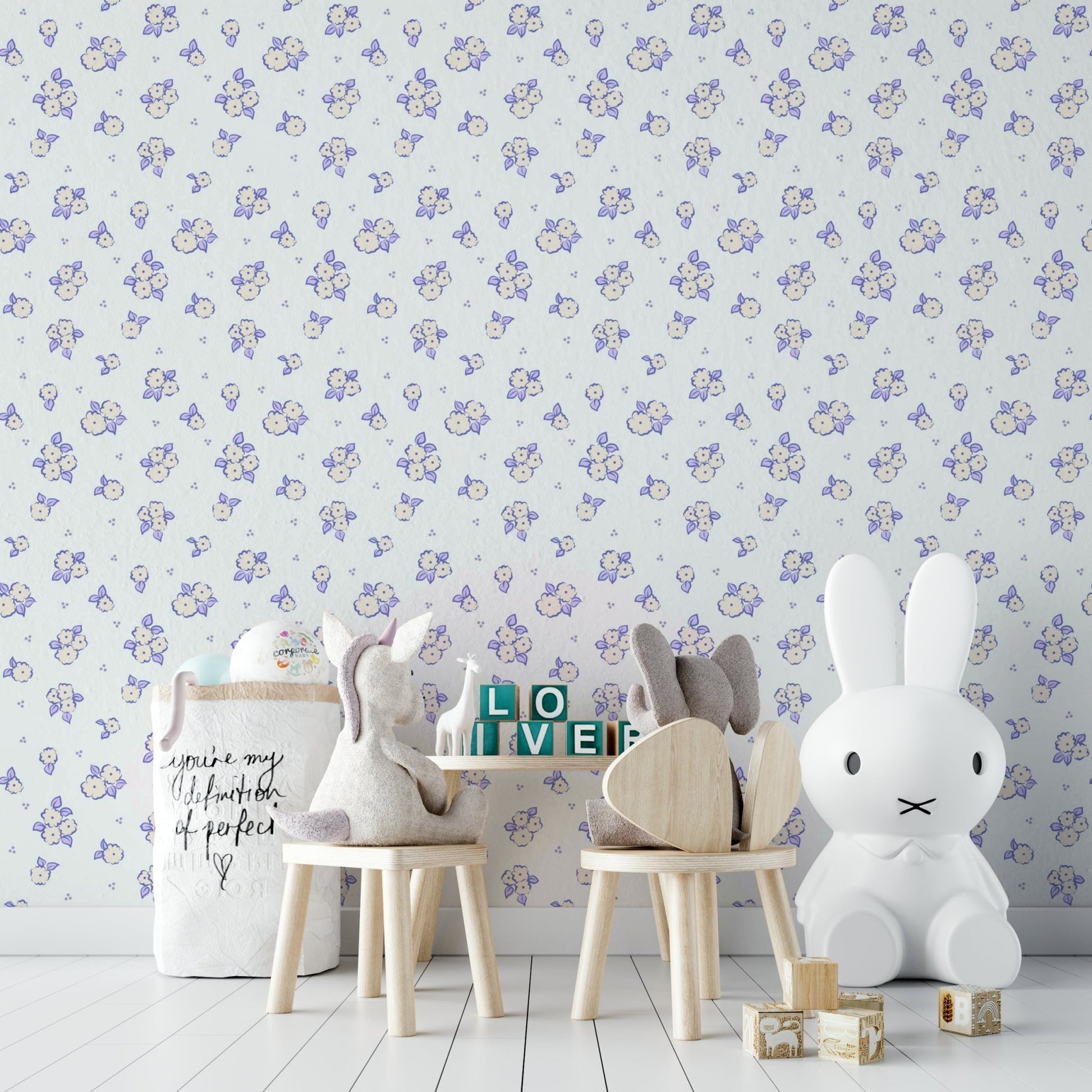 Various shades of purple and white.

