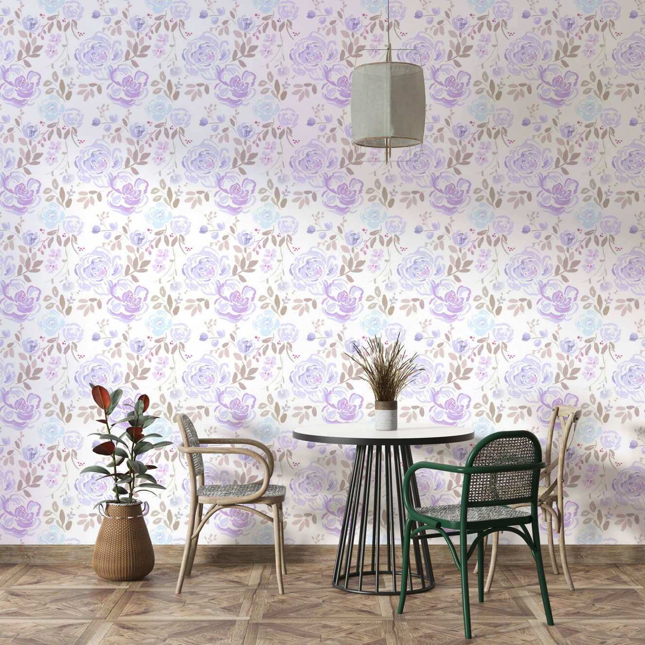 A beautiful lilac flower wallpaper mural for a serene room.

