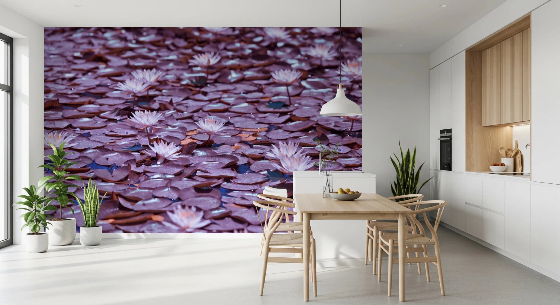 Lilac Lotus Pond Wall Mural