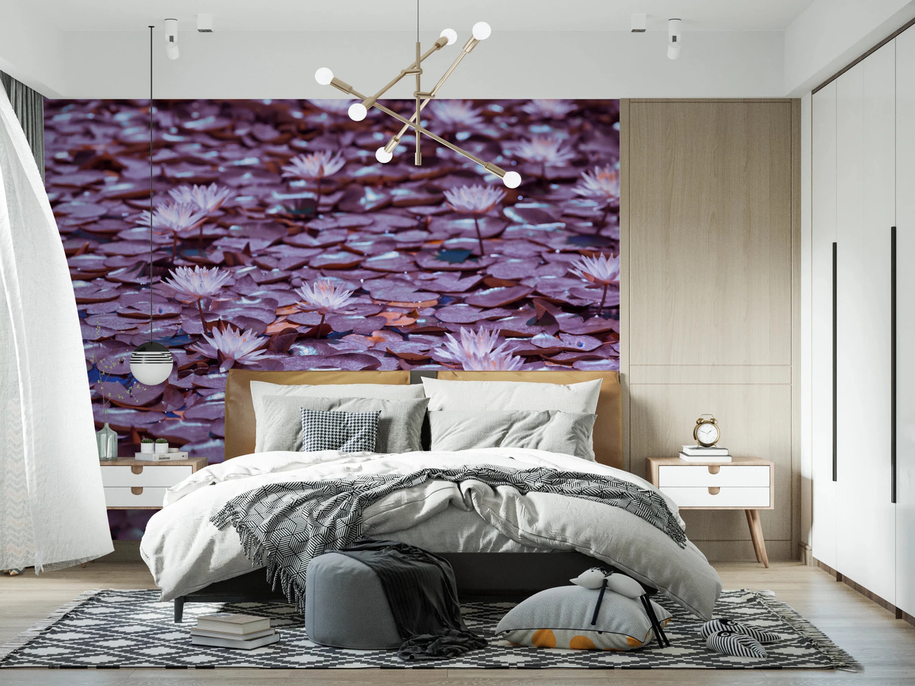 Lilac Lotus Pond Wall Mural