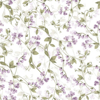 Artistic delicate petals on Lilac Vines Meadow wallpaper.