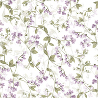 Artistic delicate petals on Lilac Vines Meadow wallpaper.