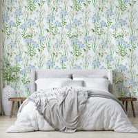 An interior with a peaceful accent wall

