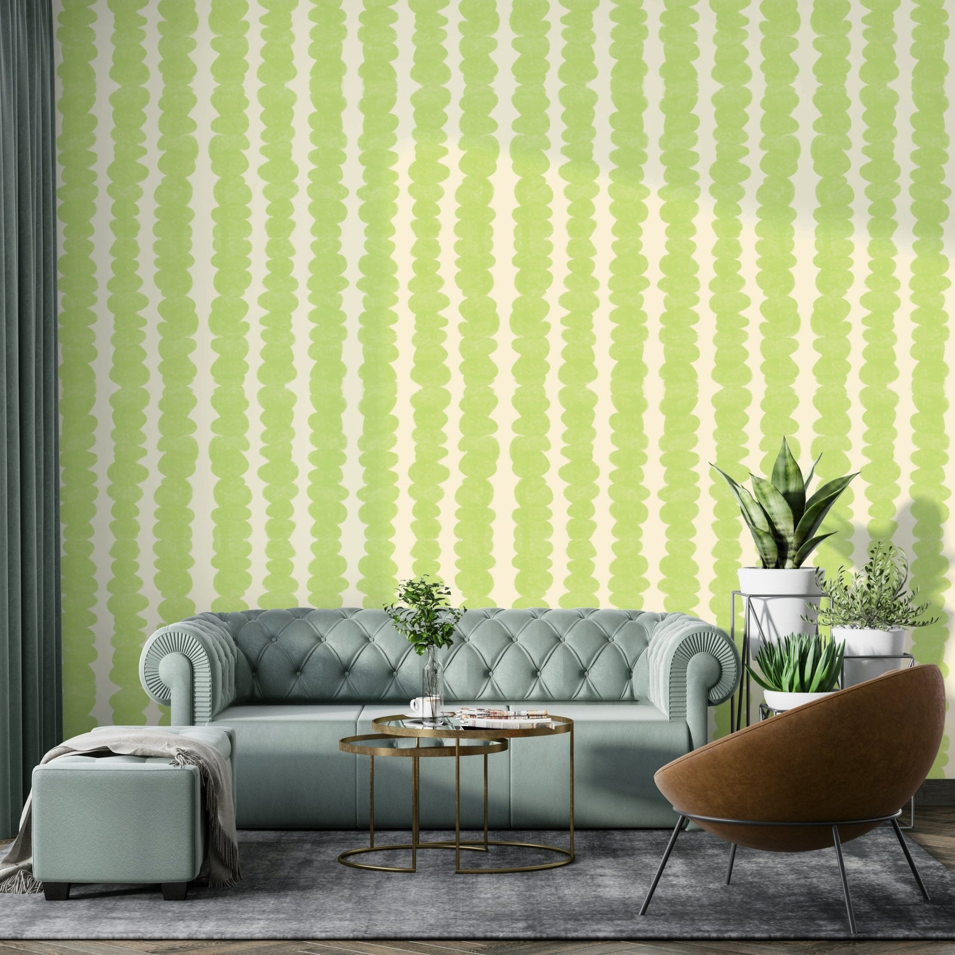 Bold lime green pebble stack design wallpaper for walls

