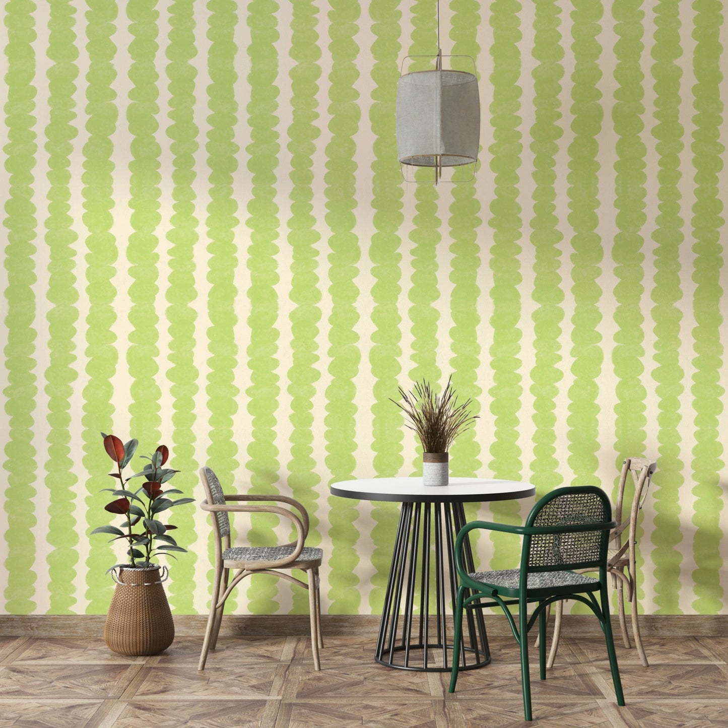 Vibrant lime pebble stack wallpaper for bedrooms

