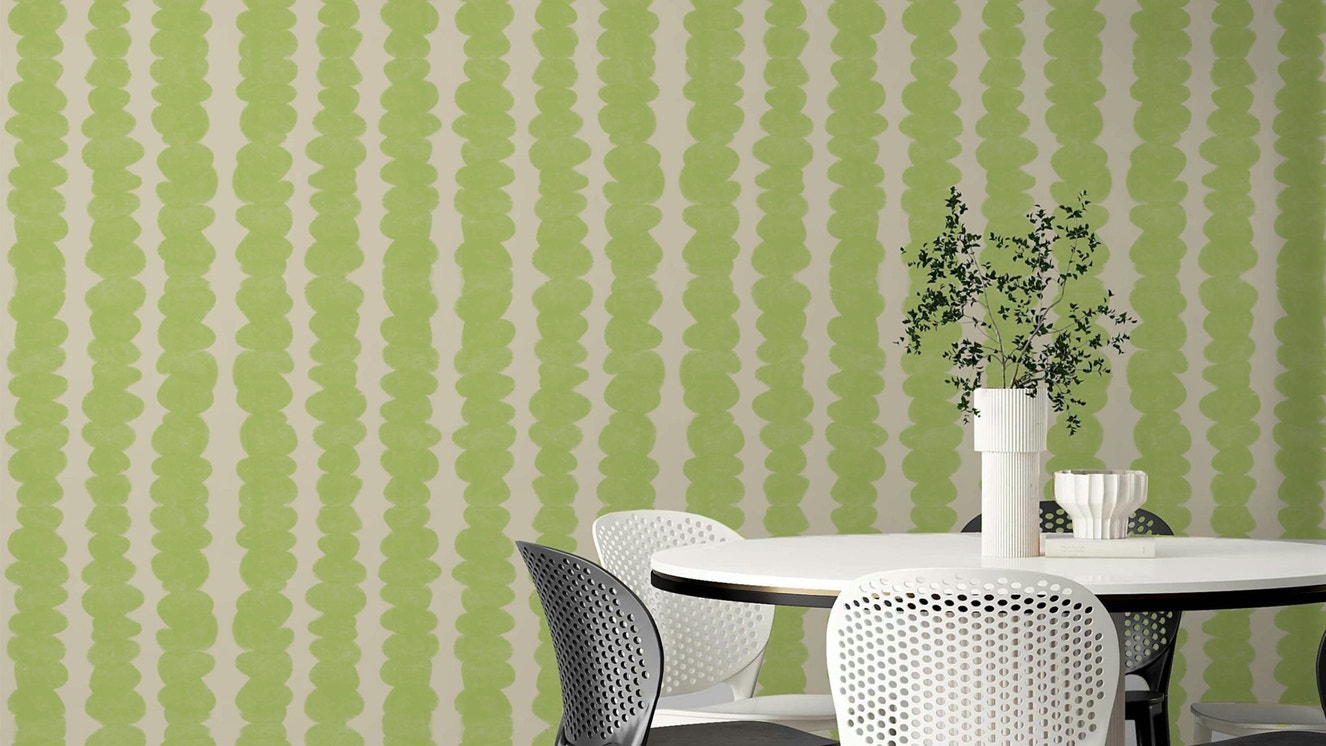 Lime Pebble Stacks wallpaper for modern home decor

