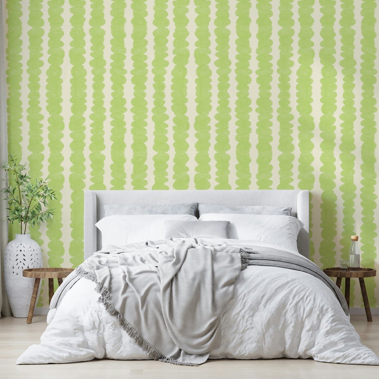 Lime Pebble Stacks wallpaper for nature-inspired decor

