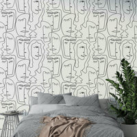 Wallpaper with human faces art

