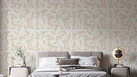 Soft pastel line art leaves wallpaper
