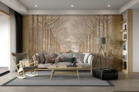 modern minimalist tree trunks wallpaper

