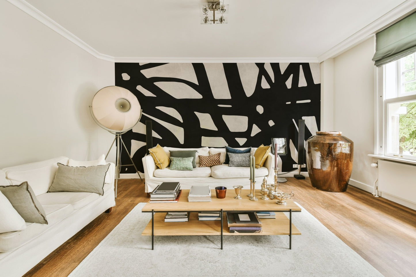 The design features a series of clean, geometric lines and shapes.

