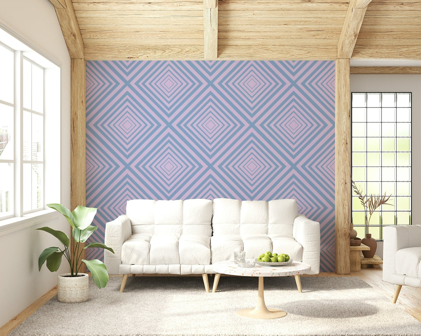 Two-tone Linear Rhythm wallpaper, clean precise geometric shapes.