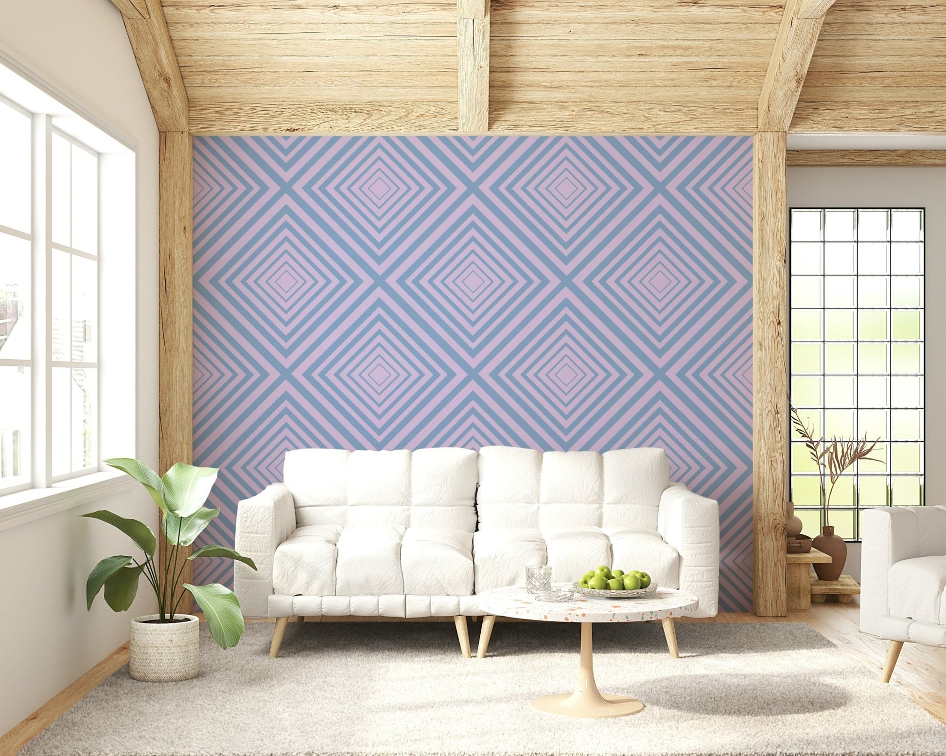 Two-tone Linear Rhythm wallpaper, clean precise geometric shapes.