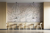 A wall mural of a peaceful botanical pattern.

