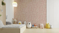 Leaf print wallpaper with woven texture feel

