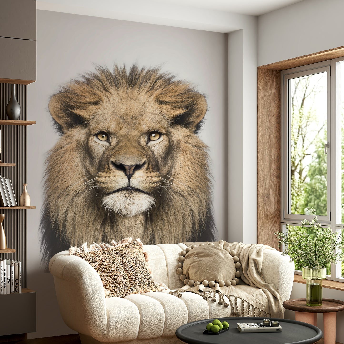 Powerful lion face wallpaper for walls

