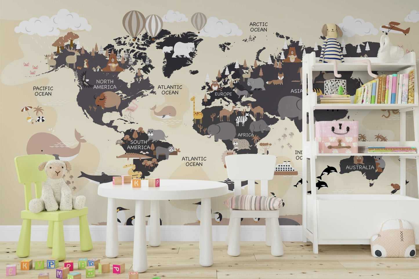 Educational map mural wallpaper


