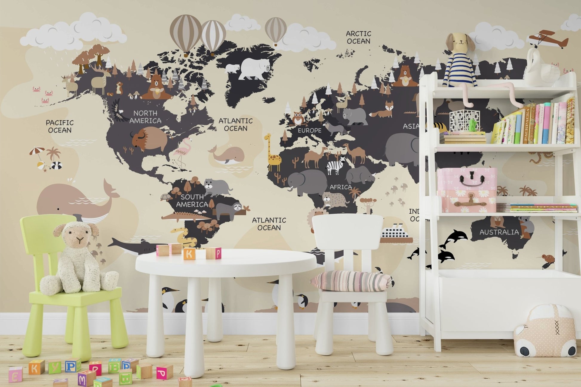 Educational map mural wallpaper

