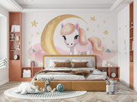 Sweet pony and star wallpaper under night sky

