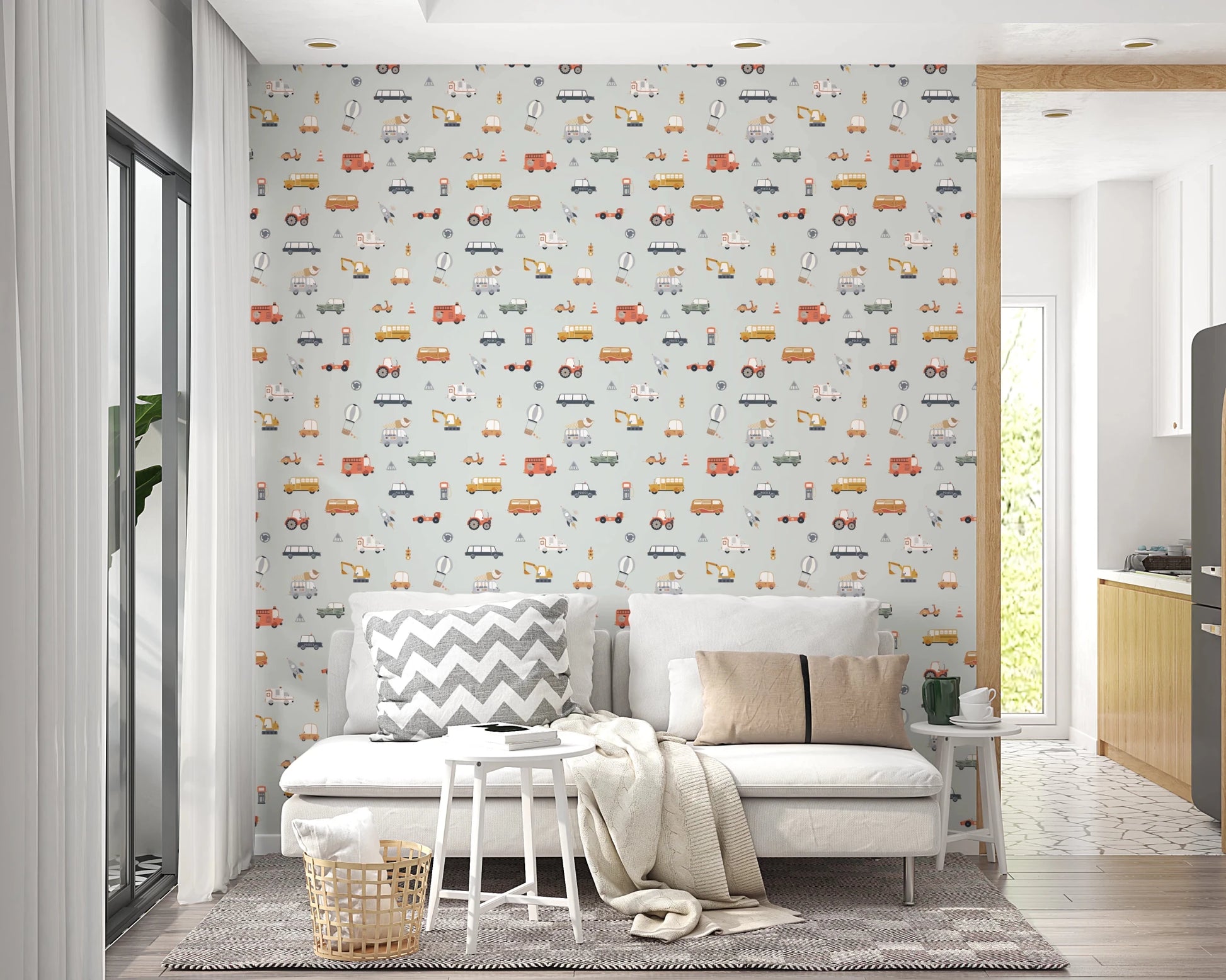 Little Transports in blue Wallpaper⁠