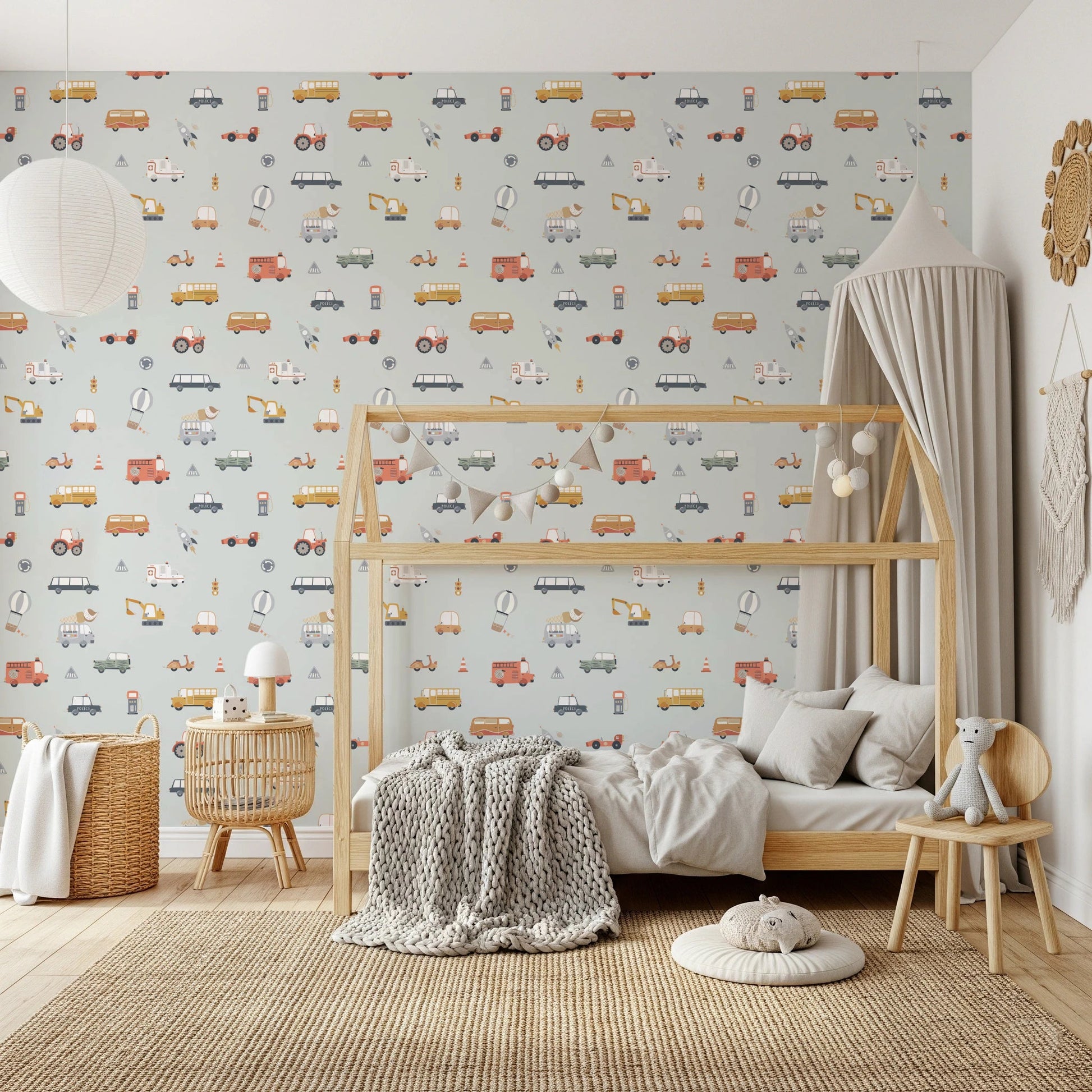 Little Transports in blue Wallpaper⁠