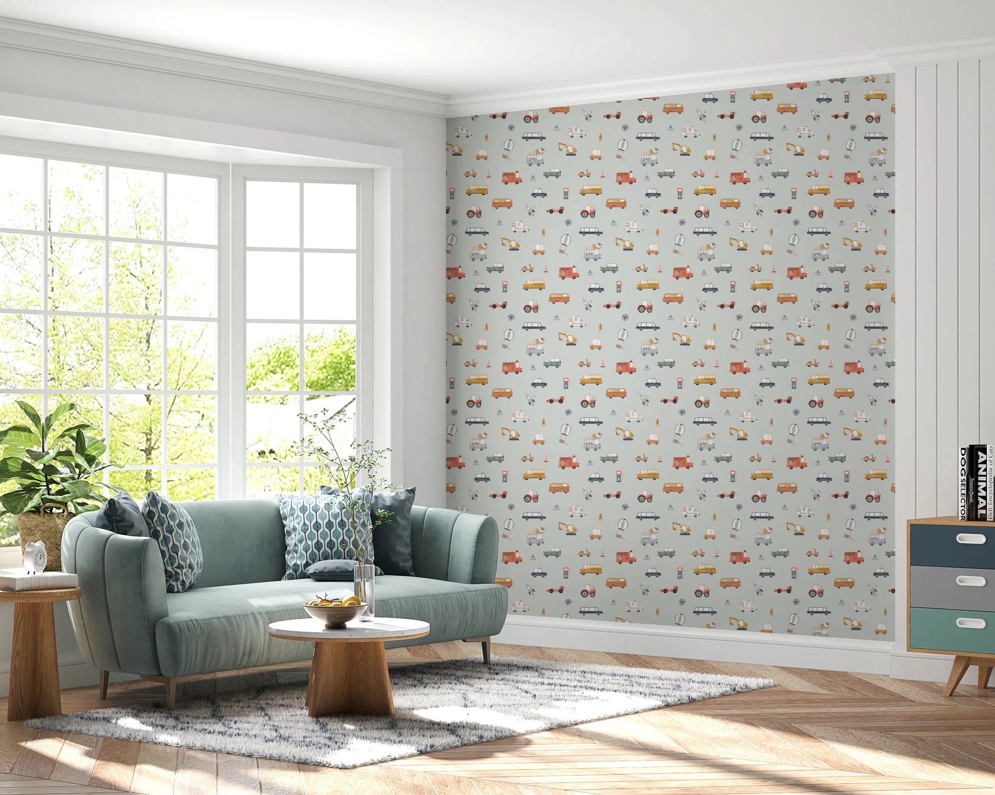 Little Transports in blue Wallpaper⁠