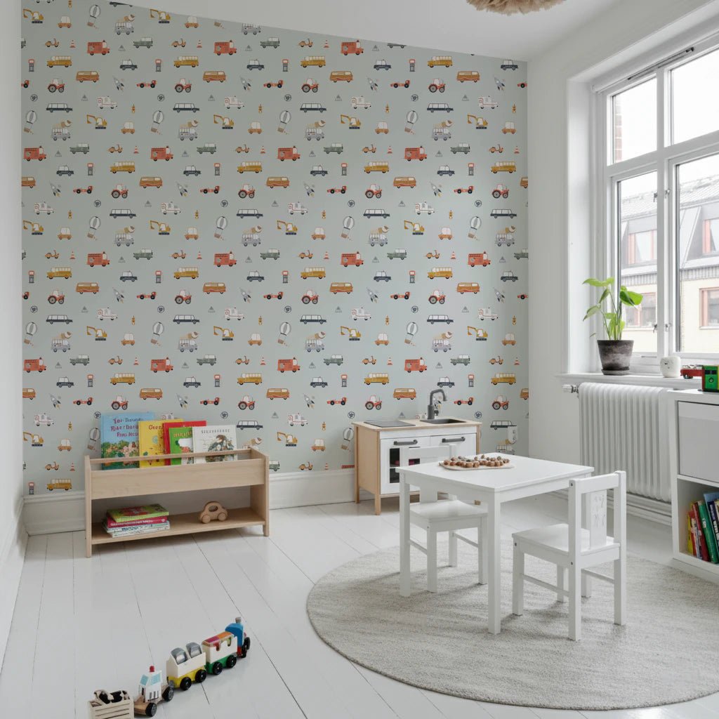 Little Transports in blue Wallpaper⁠