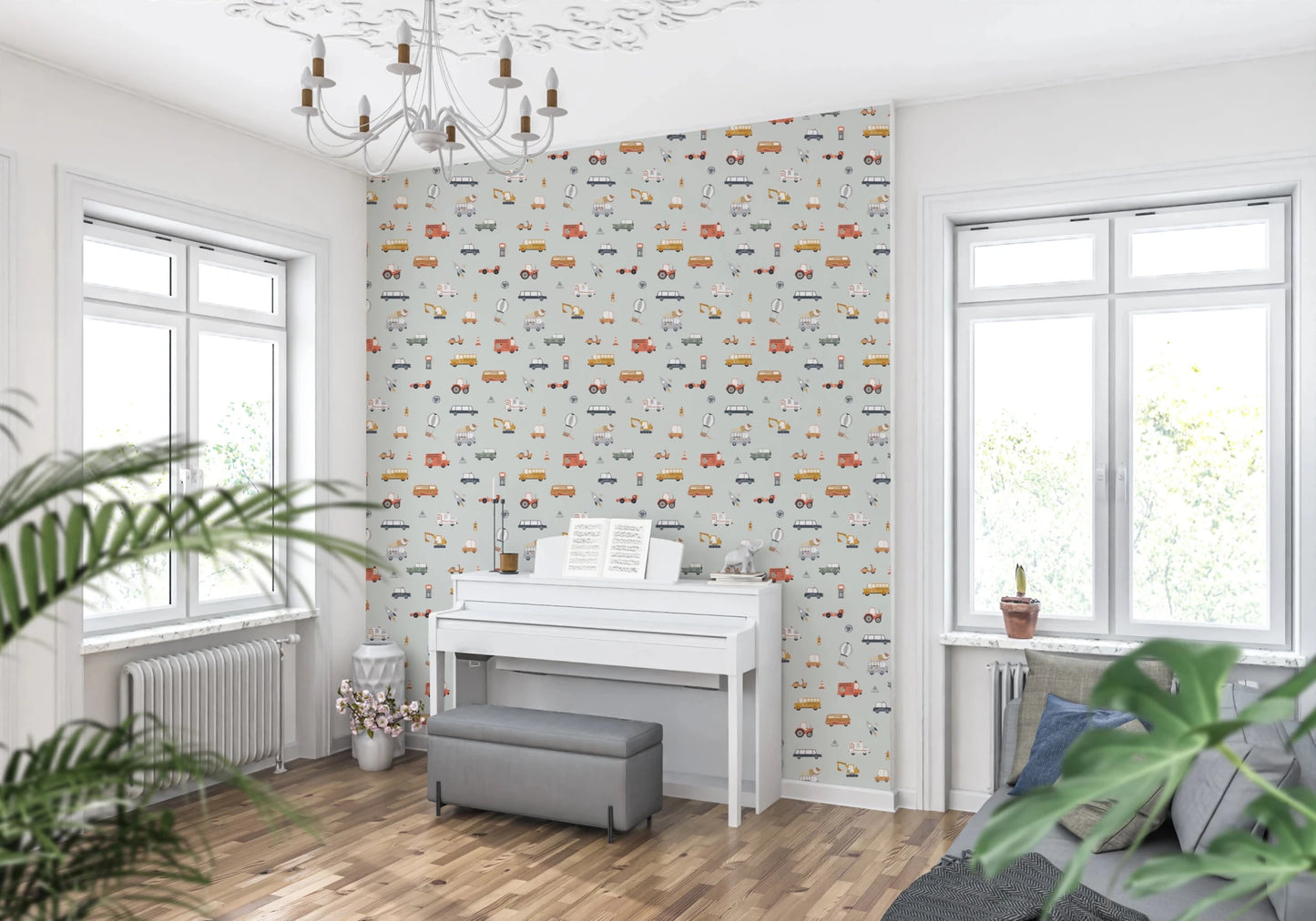Little Transports in blue Wallpaper⁠