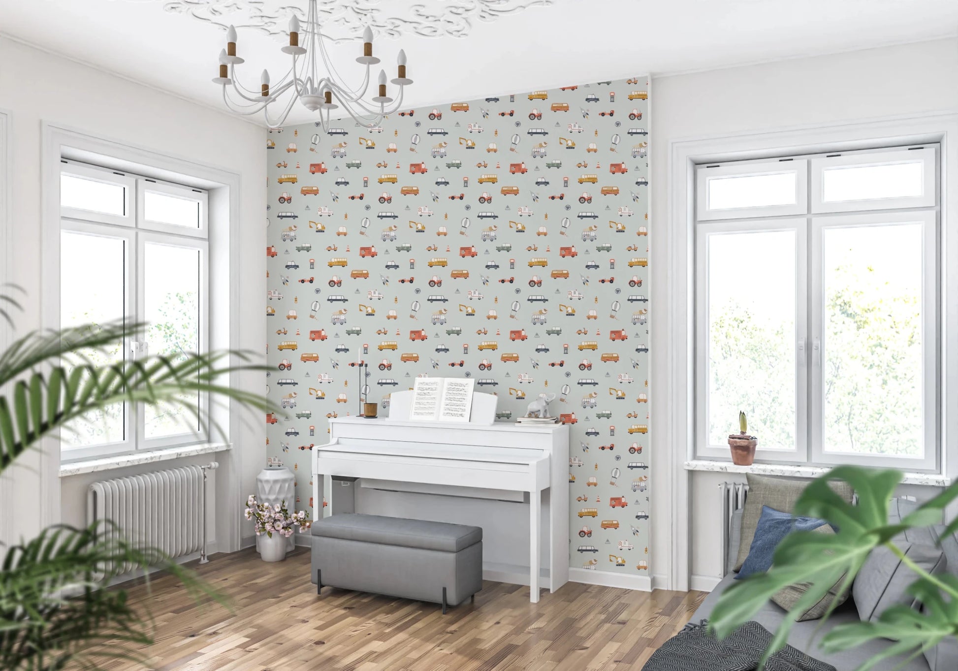 Little Transports in blue Wallpaper⁠