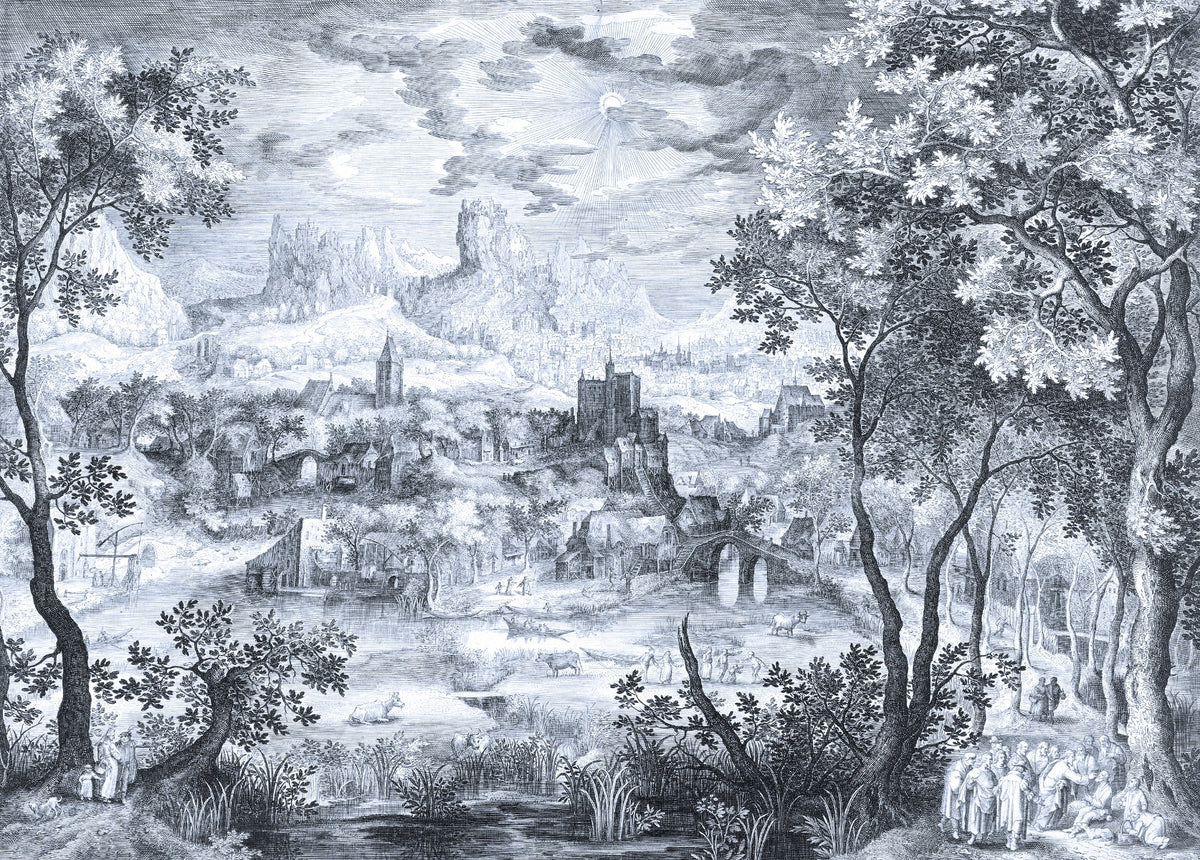 Little Village Clouds Wallpaper Murals in your room