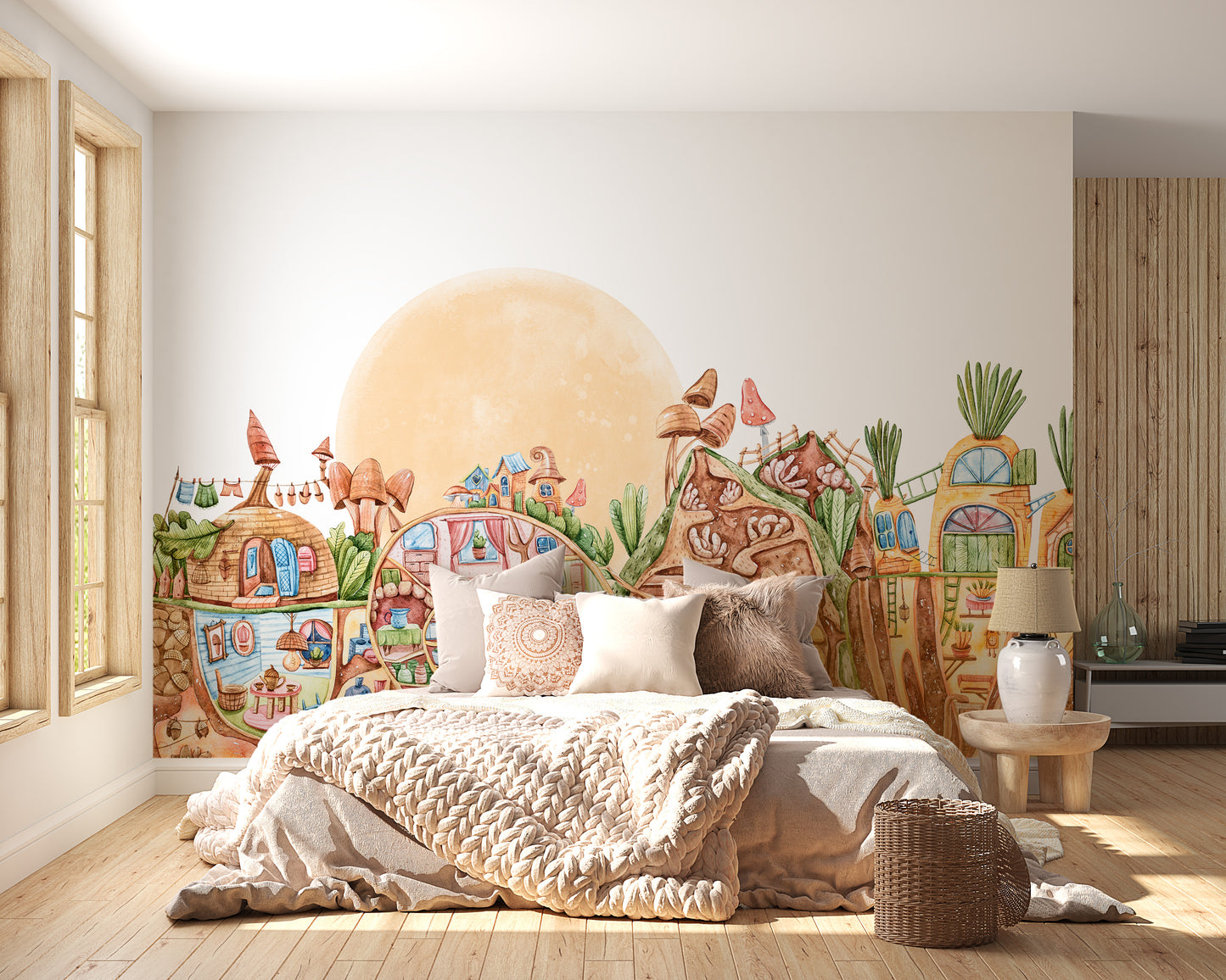 Cute Lively Town Kids Wallpaper Mural - Giffywalls