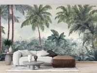 Watercolor Green trees Wallpaper Murals - Giffywalls