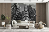 Striking architectural photography wallpaper for walls, intricate network of exterior components.