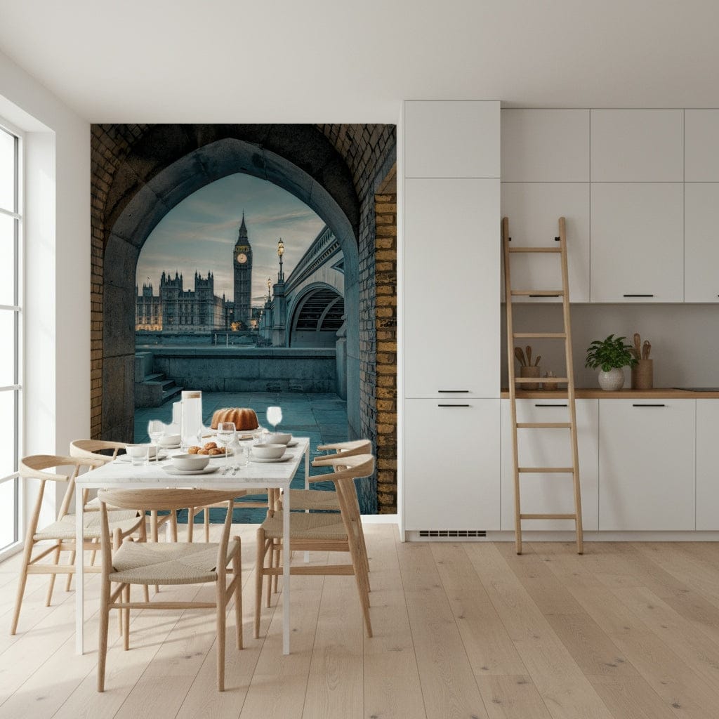 Modern Rainy Day Pup wallcovering, adorable puppy graphic.