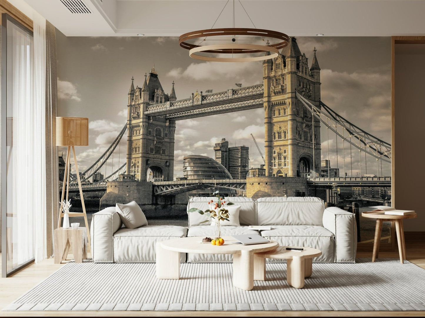 Black and white London Bridge wall mural