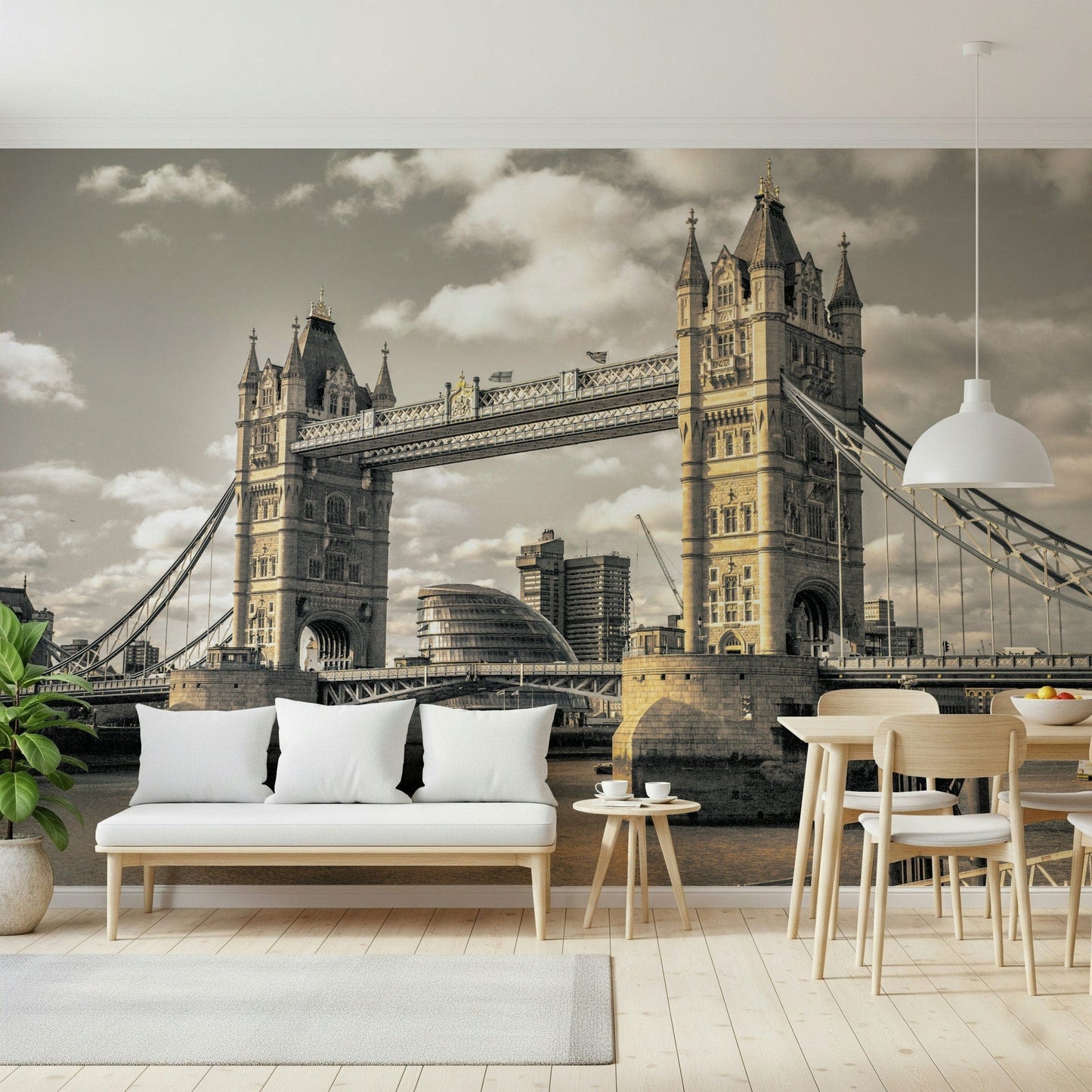 Realistic London Bridge structure wall mural