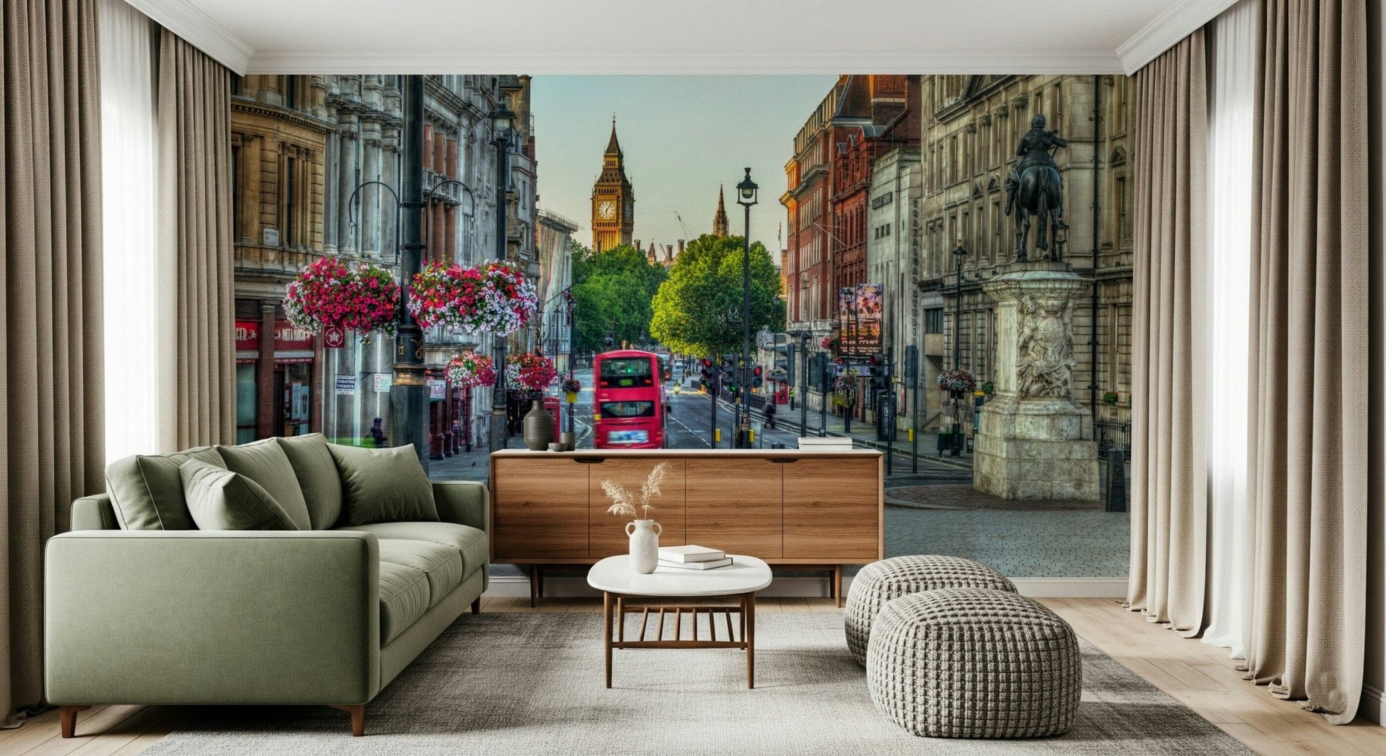 London Calling streetscape wallpaper mural Big Ben view classic.