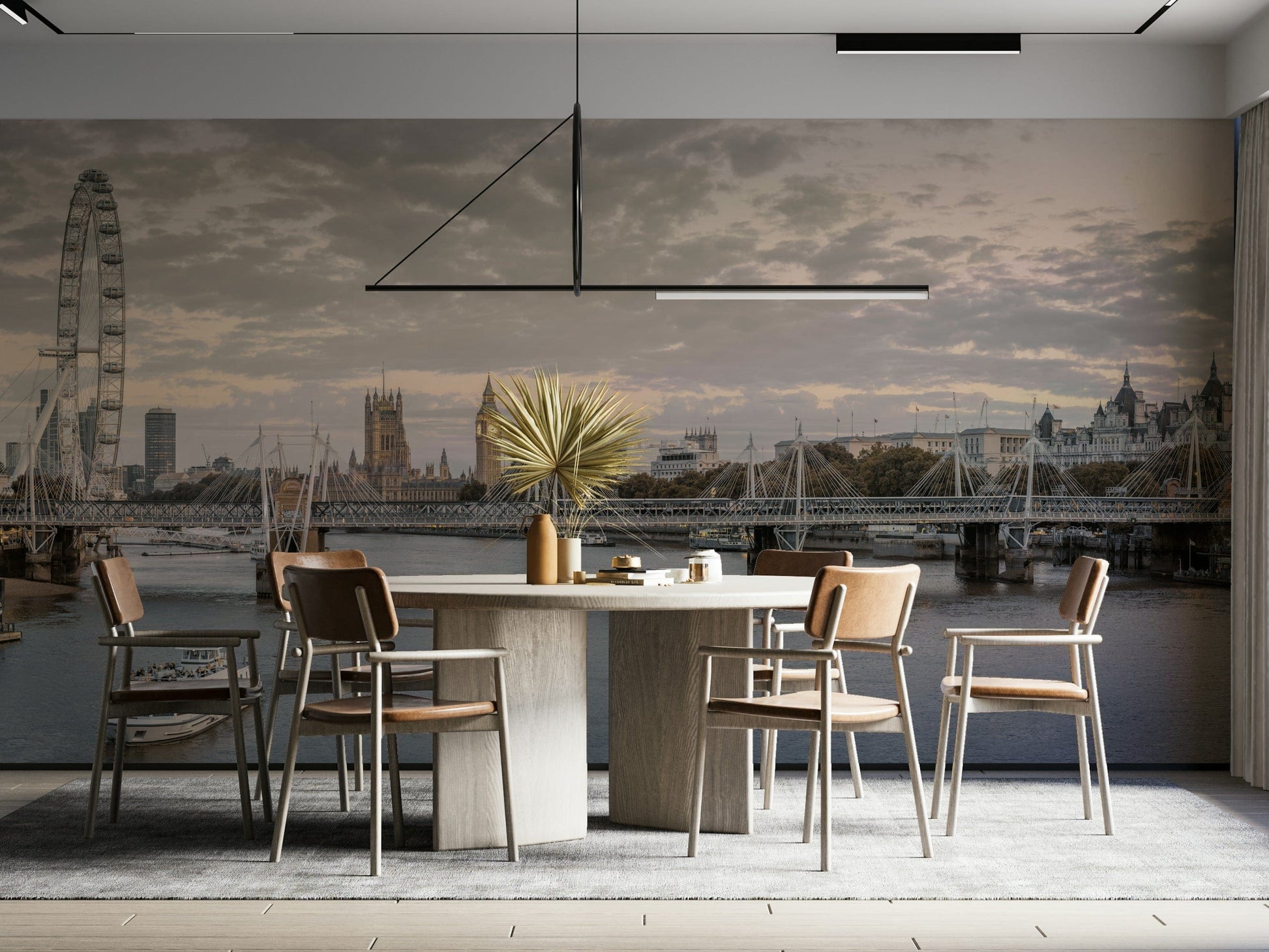 A contemplative city view wallpaper mural for a feature wall.

