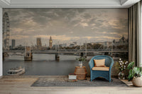 A serene city scene wall mural for elegant decor.

