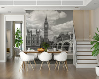 London in Bloom mural, striking juxtaposition of color and history